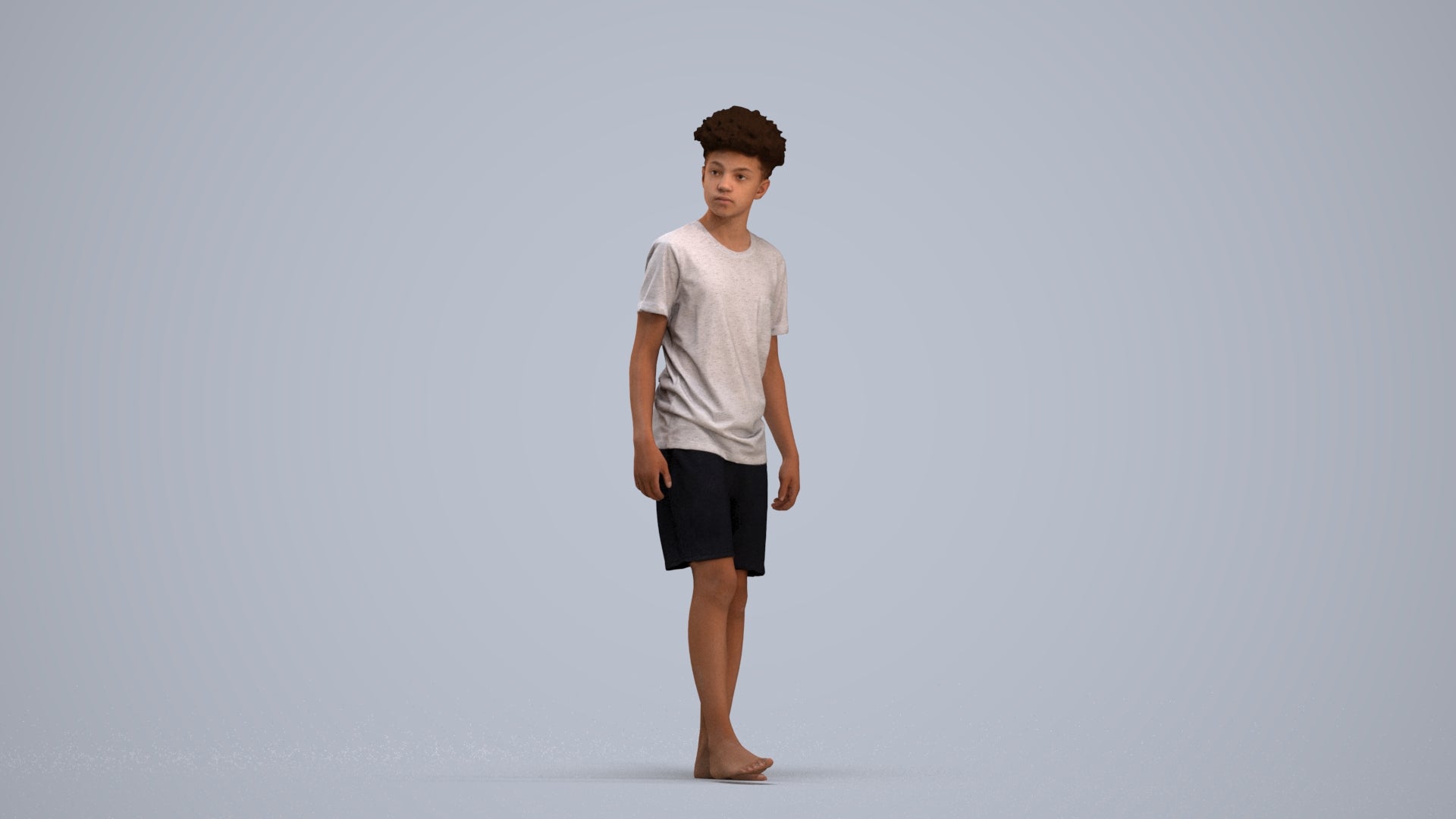 realistic 3D boy casual kids, scanned archviz people for Blender and 3ds Max, standing pose render