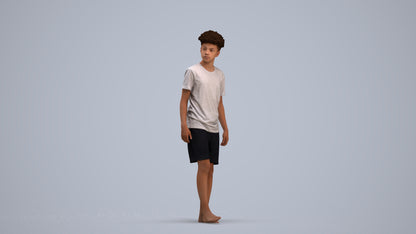 realistic 3D boy casual kids, scanned archviz people for Blender and 3ds Max, standing pose render