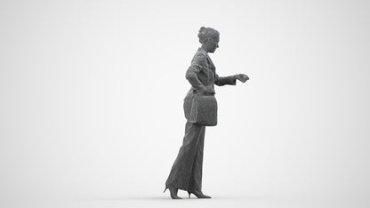 realistic 3D people woman business mix, render-ready for V-Ray and Corona, FBX OBJ, wireframe side view