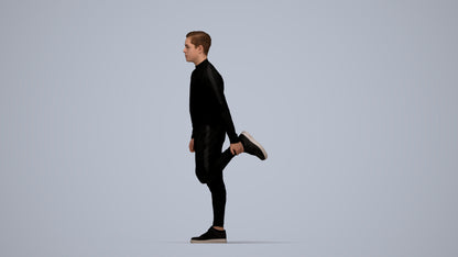 scanned 3D boy sport, photogrammetry people for Enscape and V-Ray, top-down view render
