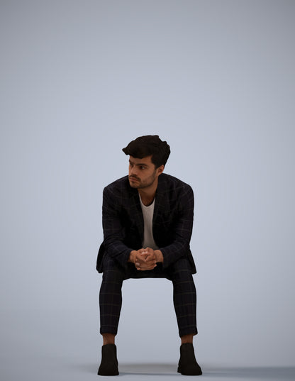 photogrammetry 3D man business sitting, realistic human model archviz FBX