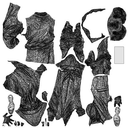 3D scanned man business, photorealistic archviz people for Enscape and SketchUp, wireframe top-down view