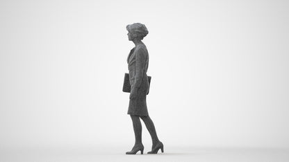 3D scanned woman walking business, photorealistic archviz people for Enscape and SketchUp, square thumbnail