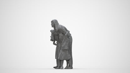 realistic 3D human girl casual kids, archviz people FBX OBJ for Blender, wireframe back view