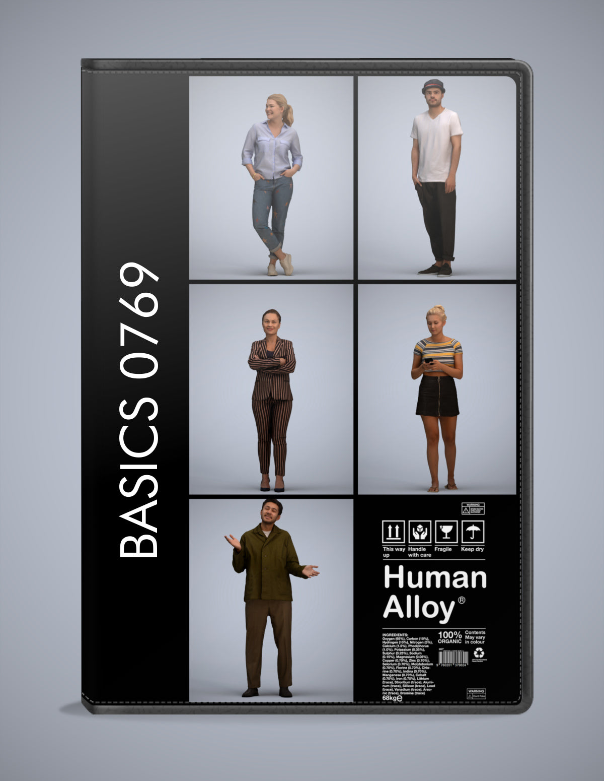 realistic 3D humans standing pack, 5 archviz people FBX OBJ for Blender