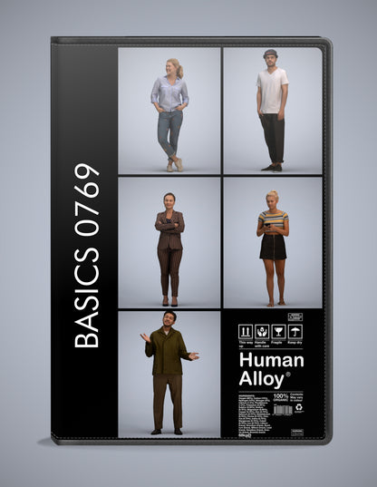 realistic 3D humans standing pack, 5 archviz people FBX OBJ for Blender