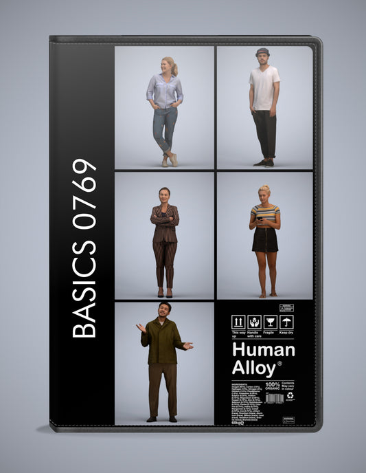 realistic 3D humans standing pack, 5 archviz people FBX OBJ for Blender