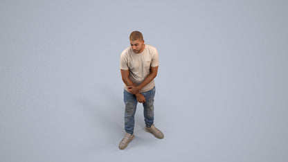 3D human model man casual standing, photogrammetry scanned person for archviz, back view render