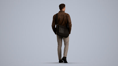3D people model man casual walking, scanned human for 3ds Max rendering, front view render