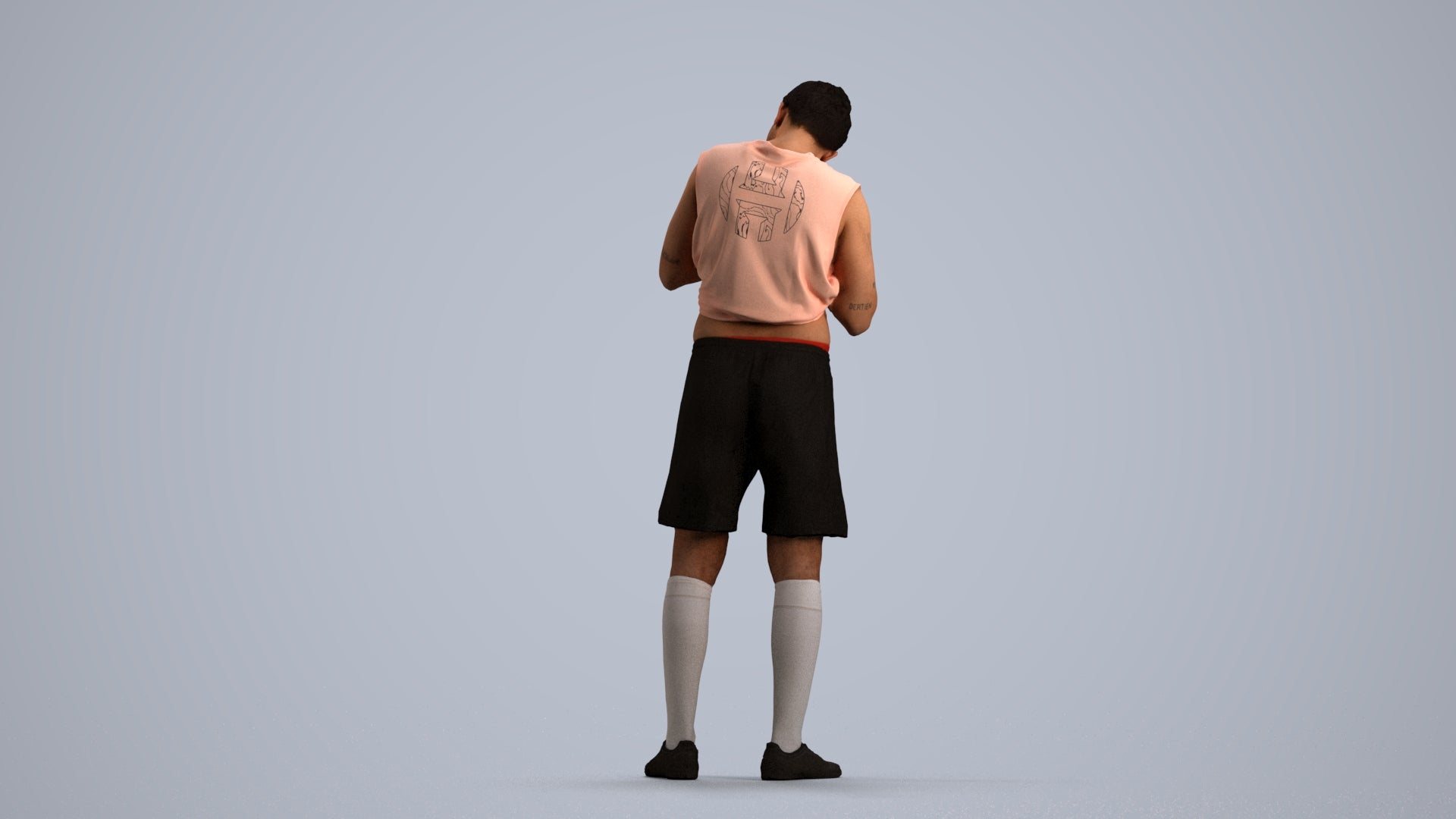 realistic 3D human man sport, archviz people FBX OBJ for Blender, front view render