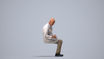 realistic 3D senior man medical, scanned archviz people for Blender and 3ds Max, side view render