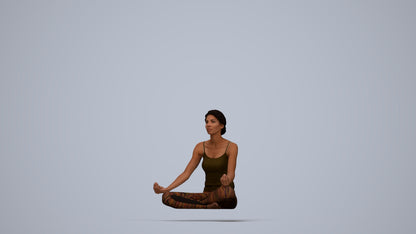 3D human model woman sport, photogrammetry scanned person for archviz, top-down view render