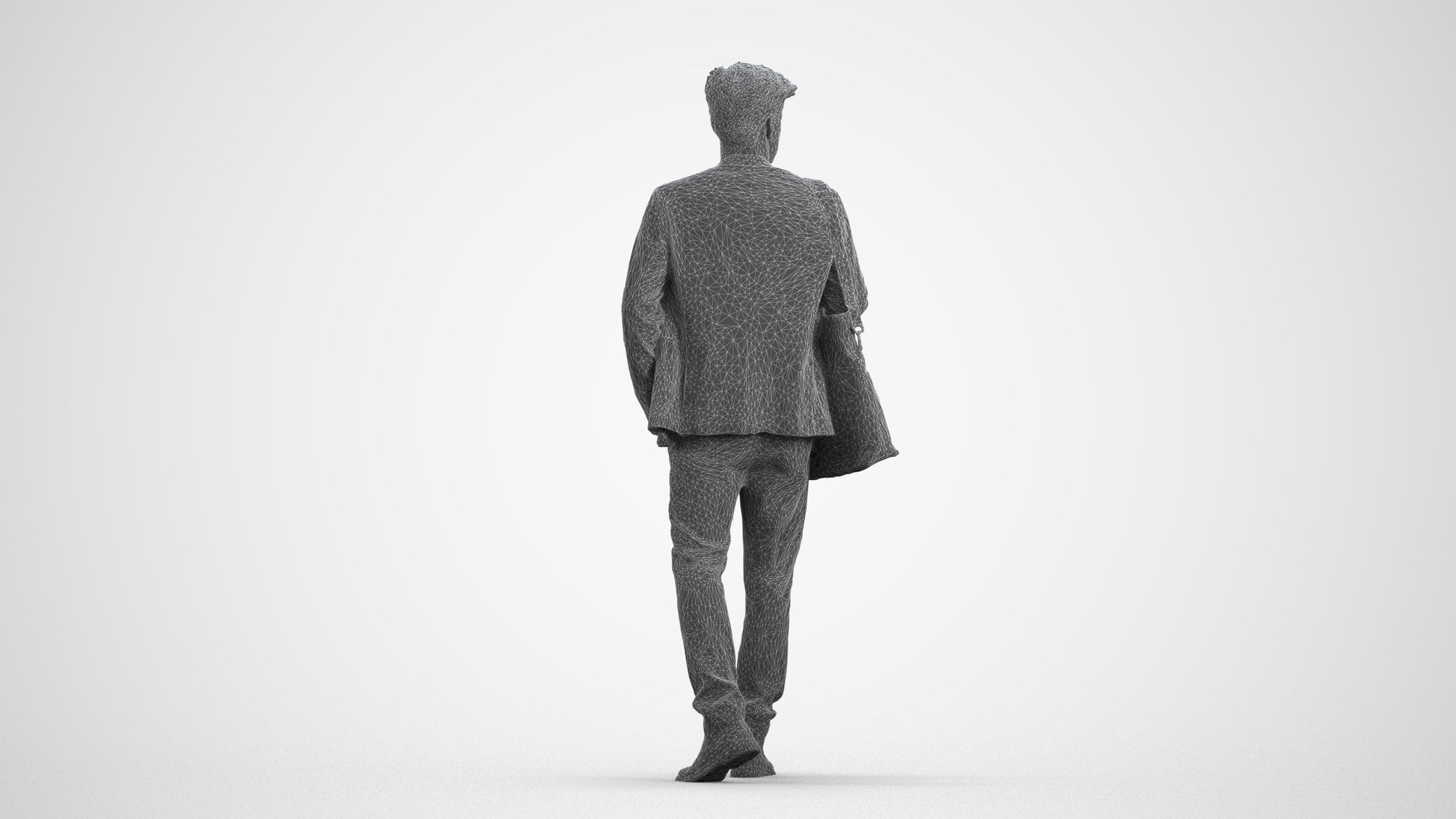 photogrammetry 3D man business standing, realistic human model archviz FBX, wireframe front view