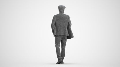 photogrammetry 3D man business standing, realistic human model archviz FBX, wireframe front view