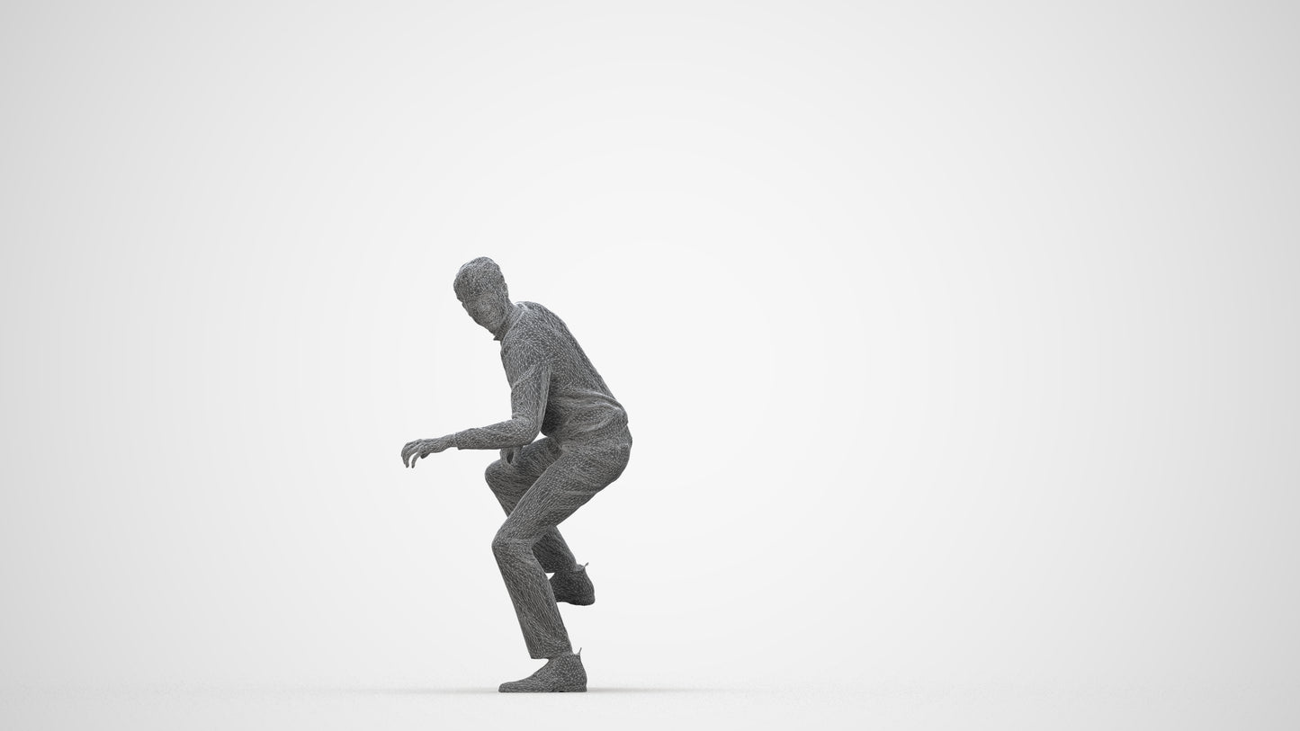 3D scanned man driving casual, photorealistic archviz people for Enscape and SketchUp, wireframe back view