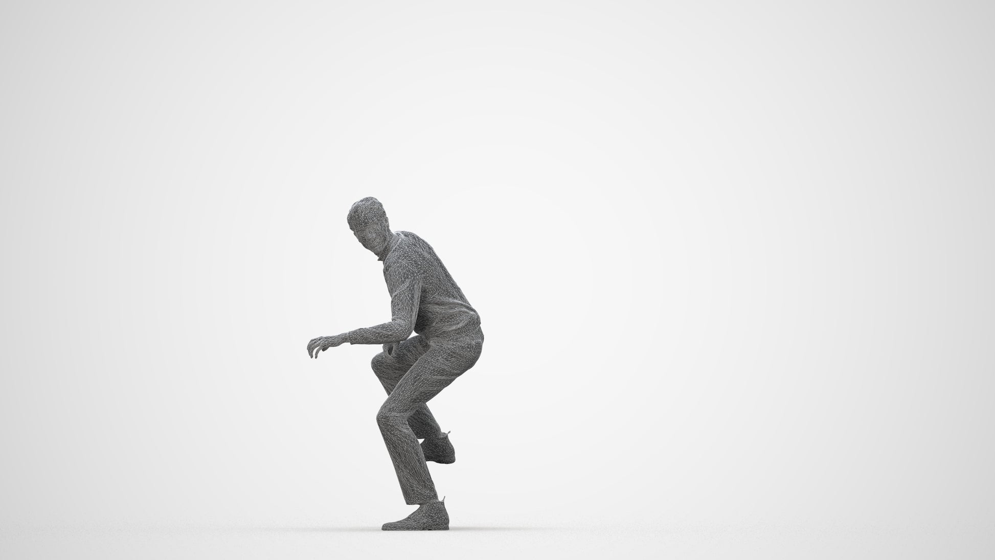 3D scanned man driving casual, photorealistic archviz people for Enscape and SketchUp, wireframe back view