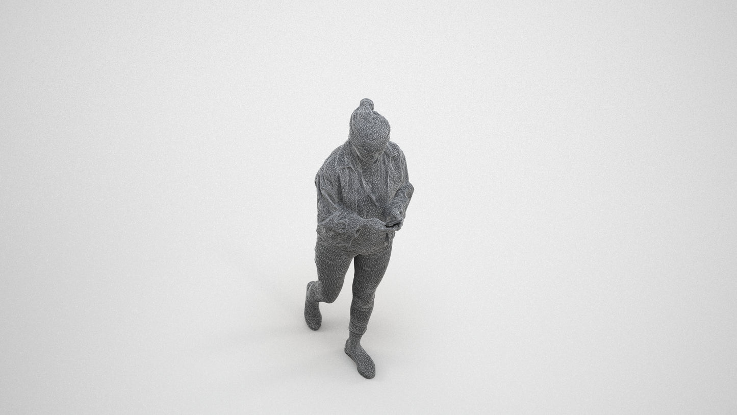 realistic 3D people woman walking, render-ready for V-Ray and Corona, FBX OBJ, wireframe three-quarter view
