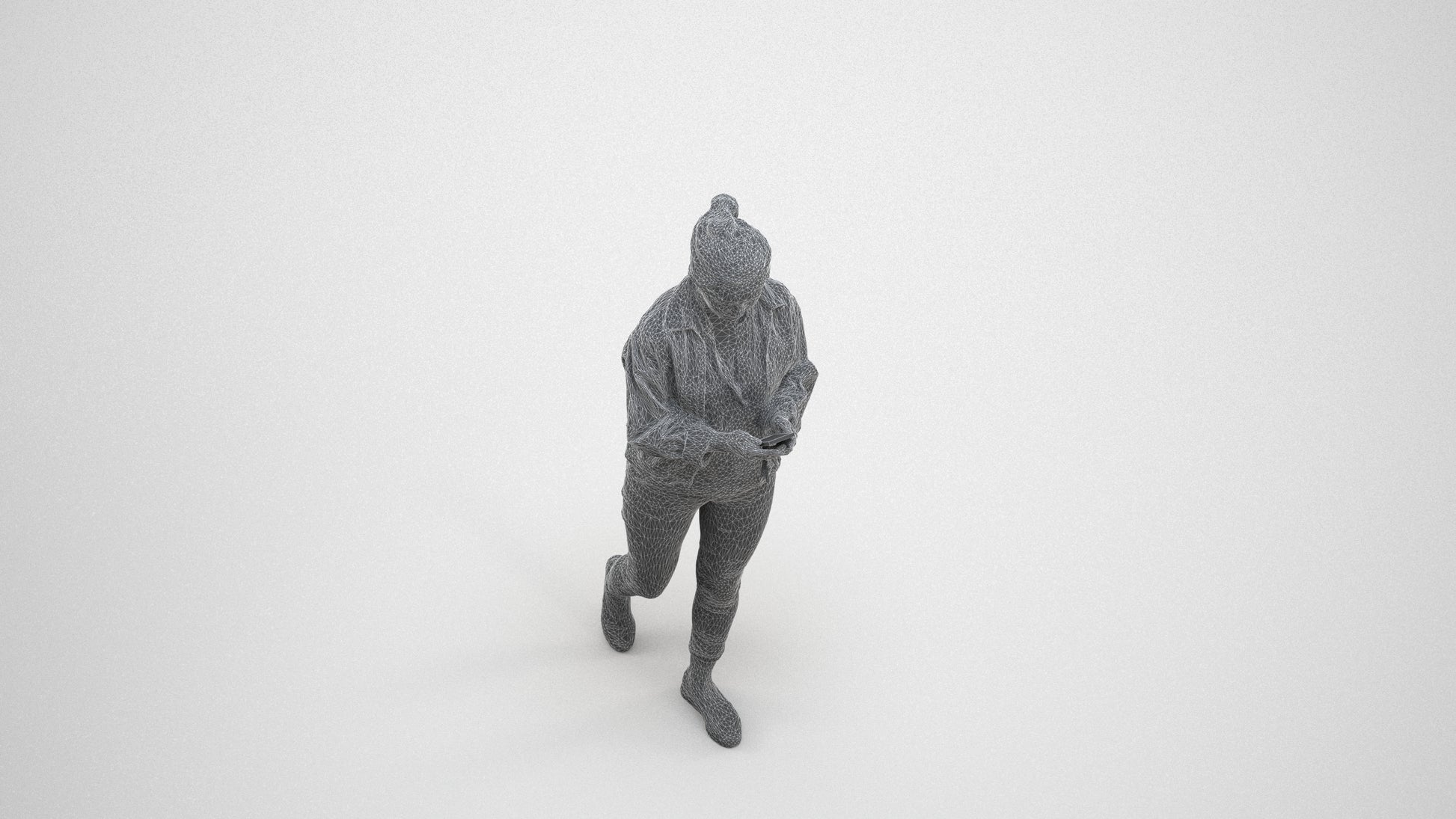 realistic 3D people woman walking, render-ready for V-Ray and Corona, FBX OBJ, wireframe three-quarter view