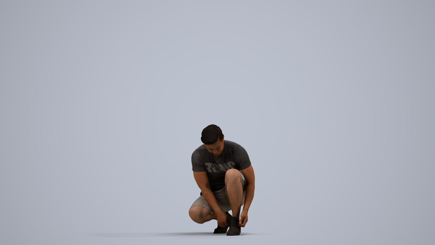scanned 3D man sport standing, photogrammetry people for Enscape and V-Ray, side view render