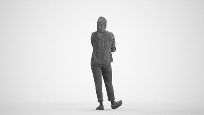3D people model woman casual standing, scanned human for 3ds Max rendering, wireframe front view