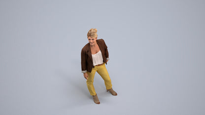 realistic 3D woman business standing, scanned archviz people for Blender and 3ds Max, back view render