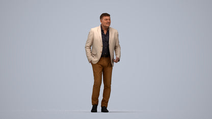 scanned 3D man business walking, photogrammetry people for Enscape and V-Ray, top-down view render