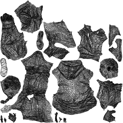 3D scanned boy kids casual, photorealistic archviz people for Enscape and SketchUp, wireframe top-down view
