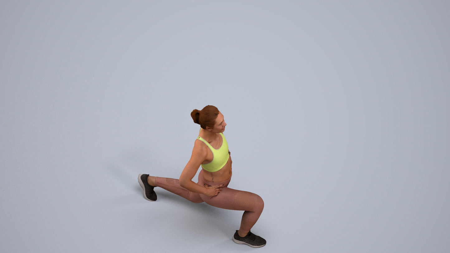 realistic 3D human woman sport, archviz people FBX OBJ for Blender, back view render