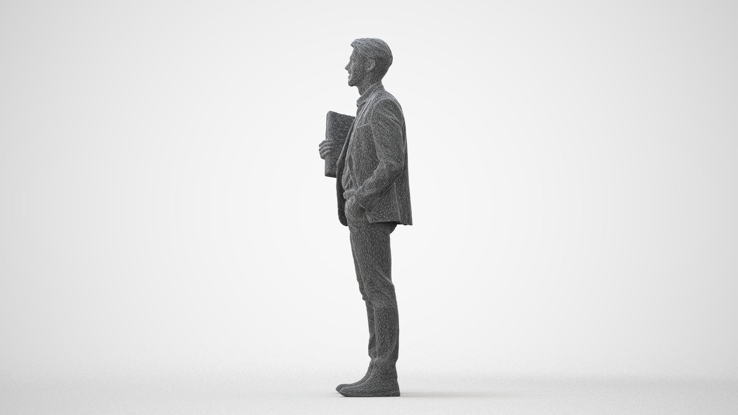 3D human model man business, photogrammetry scanned person for archviz, square thumbnail