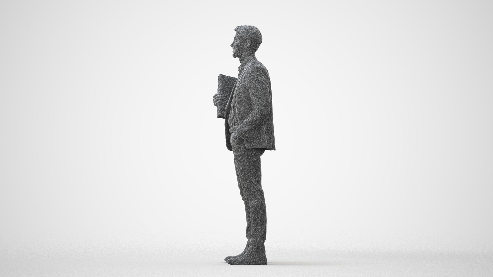 3D human model man business, photogrammetry scanned person for archviz, square thumbnail