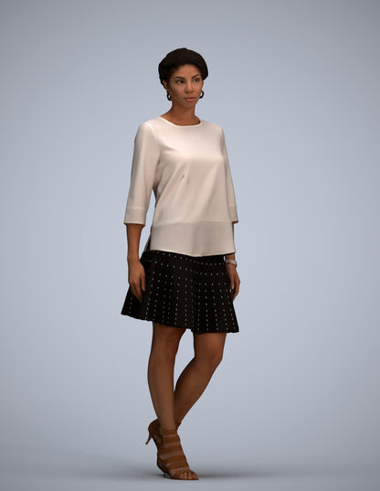 realistic 3D woman business standing, scanned archviz people for Blender and 3ds Max