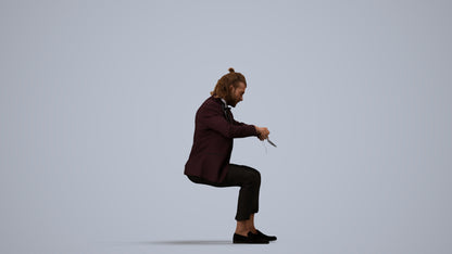 3D scanned man formalaffairs casual, photorealistic archviz people for Enscape and SketchUp, side view render