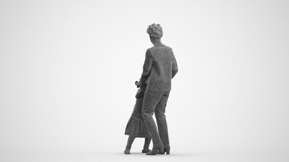 realistic 3D human girl casual kids, archviz people FBX OBJ for Blender, wireframe front view