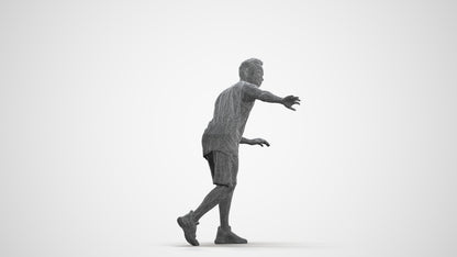 3D people model man sport, scanned human for 3ds Max rendering, wireframe front view