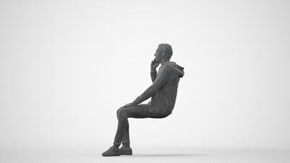 realistic 3D human man casual sitting, archviz people FBX OBJ for Blender, square thumbnail