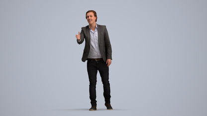 realistic 3D human man business, archviz people FBX OBJ for Blender, standing pose render