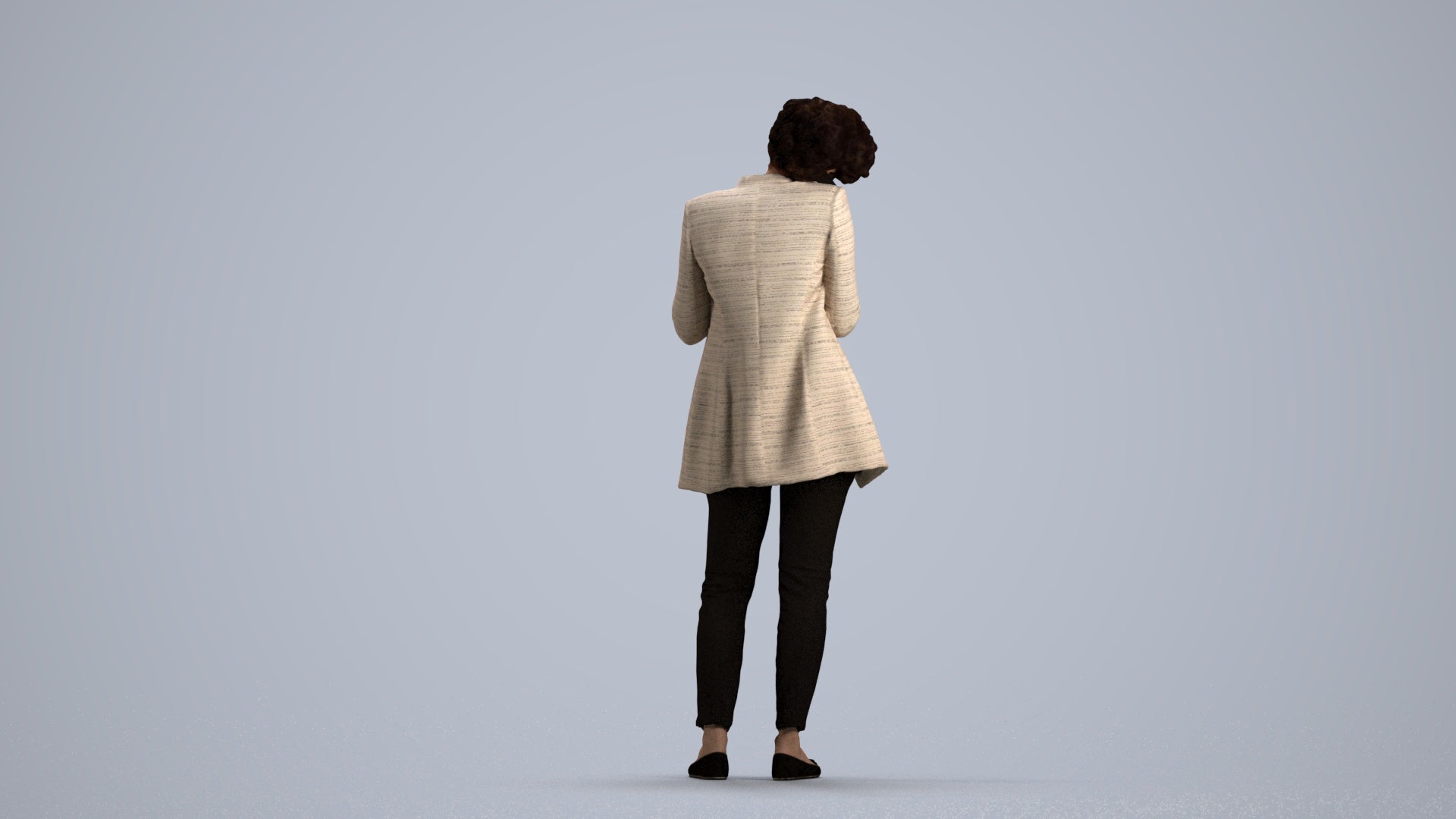 scanned 3D woman business standing, photogrammetry people for Enscape and V-Ray, front view render
