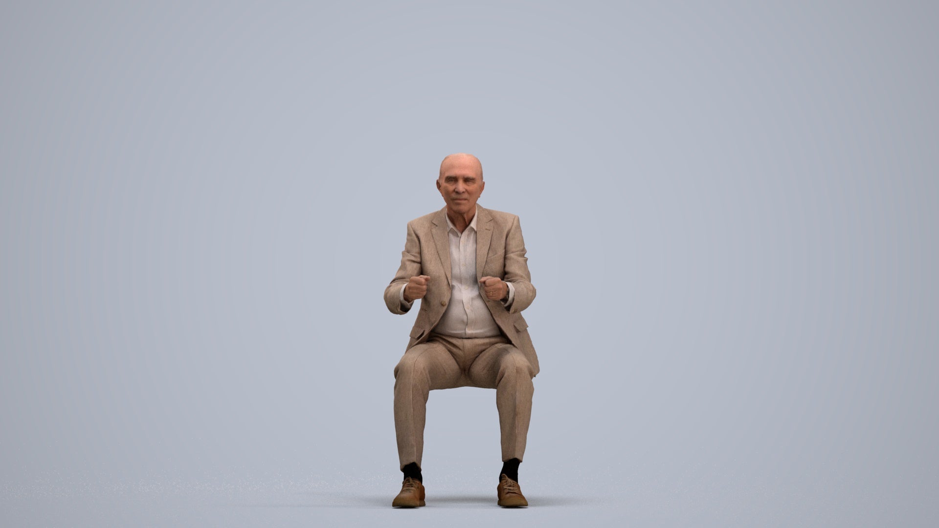 photogrammetry 3D senior man business driving, realistic human model archviz FBX, standing pose render