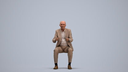 photogrammetry 3D senior man business driving, realistic human model archviz FBX, standing pose render