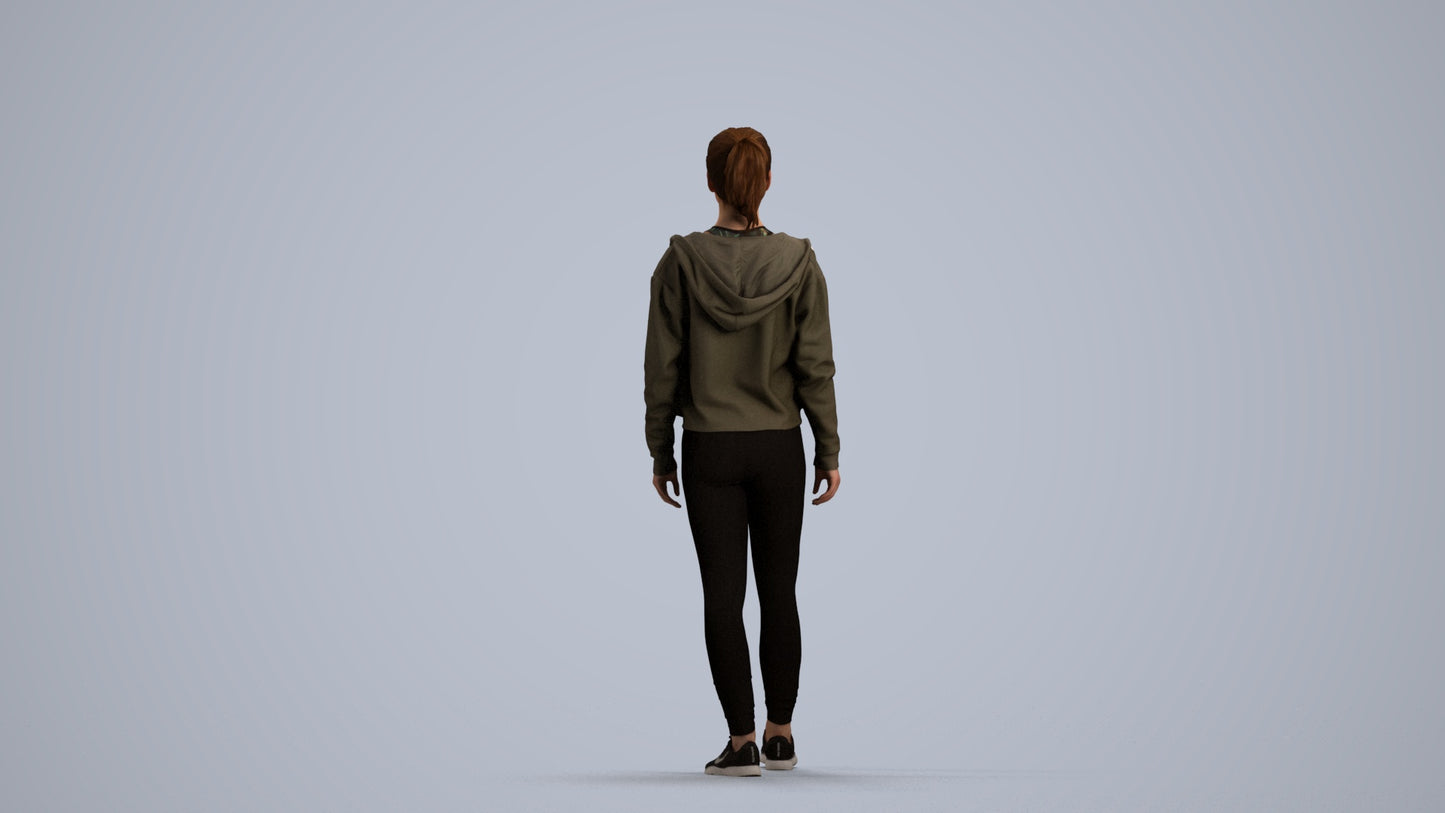 realistic 3D people woman sport, render-ready for V-Ray and Corona, FBX OBJ, front view render