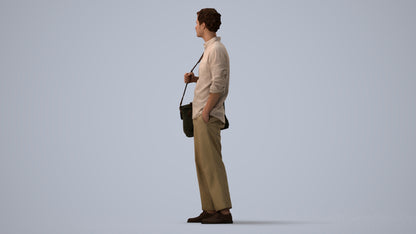 scanned 3D man casual standing, photogrammetry people for Enscape and V-Ray, three-quarter view render