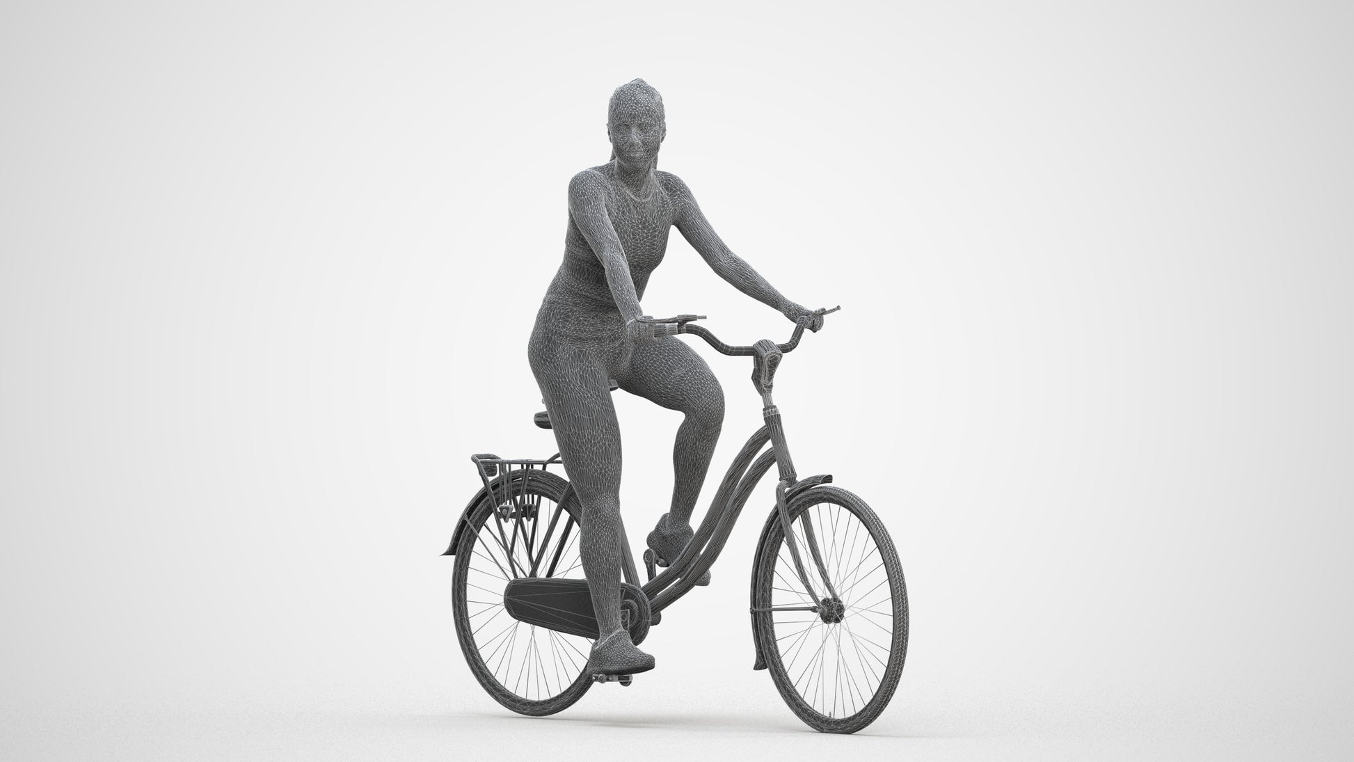 realistic 3D people woman sport cycling, render-ready for V-Ray and Corona, FBX OBJ, three-quarter front view render