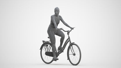 realistic 3D people woman sport cycling, render-ready for V-Ray and Corona, FBX OBJ, three-quarter front view render