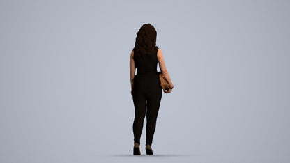 realistic 3D human woman casual standing, archviz people FBX OBJ for Blender, front view render