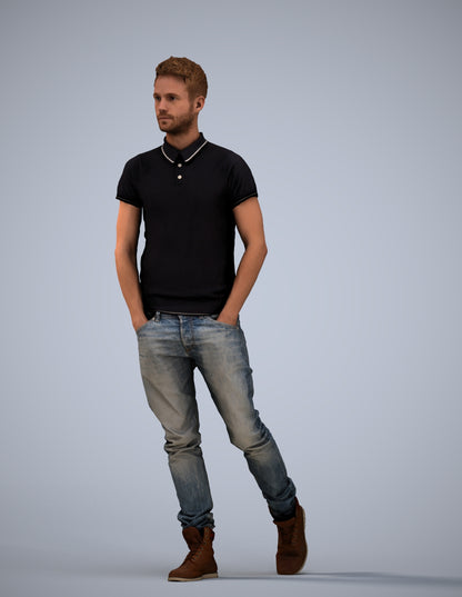 3D people model man casual walking, scanned human for 3ds Max rendering