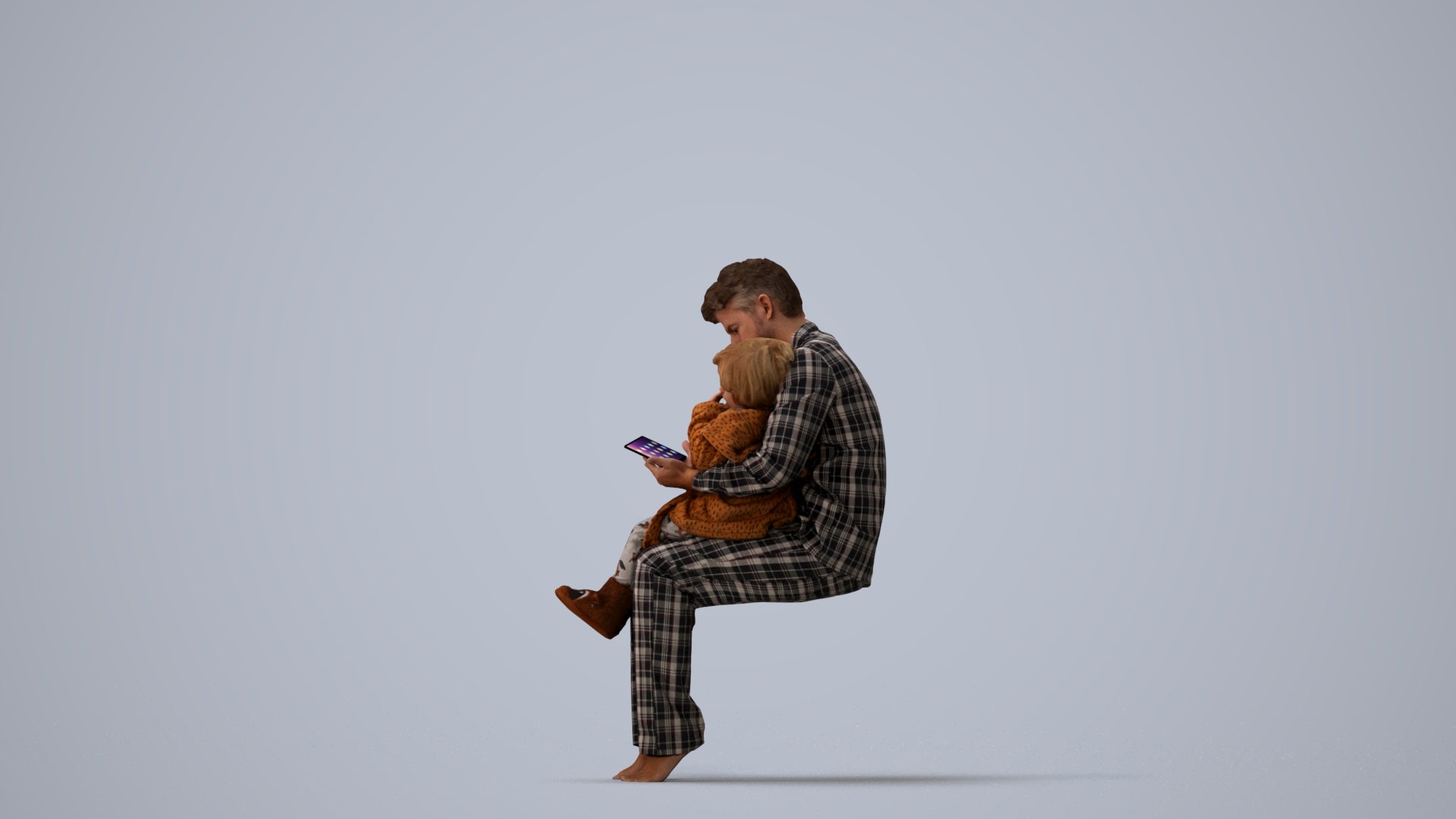 realistic 3D boy casual kids, scanned archviz people for Blender and 3ds Max, three-quarter view render