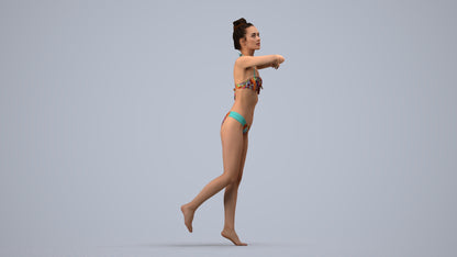photogrammetry 3D woman pool, realistic human model archviz FBX, side view render