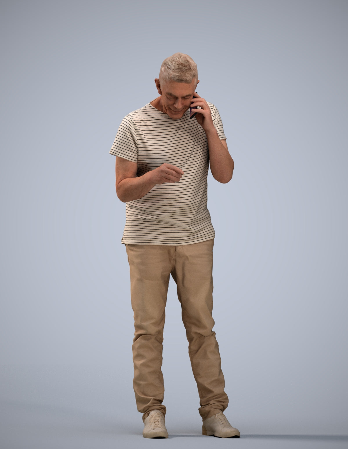 realistic 3D people senior man casual standing, render-ready for V-Ray and Corona, FBX OBJ