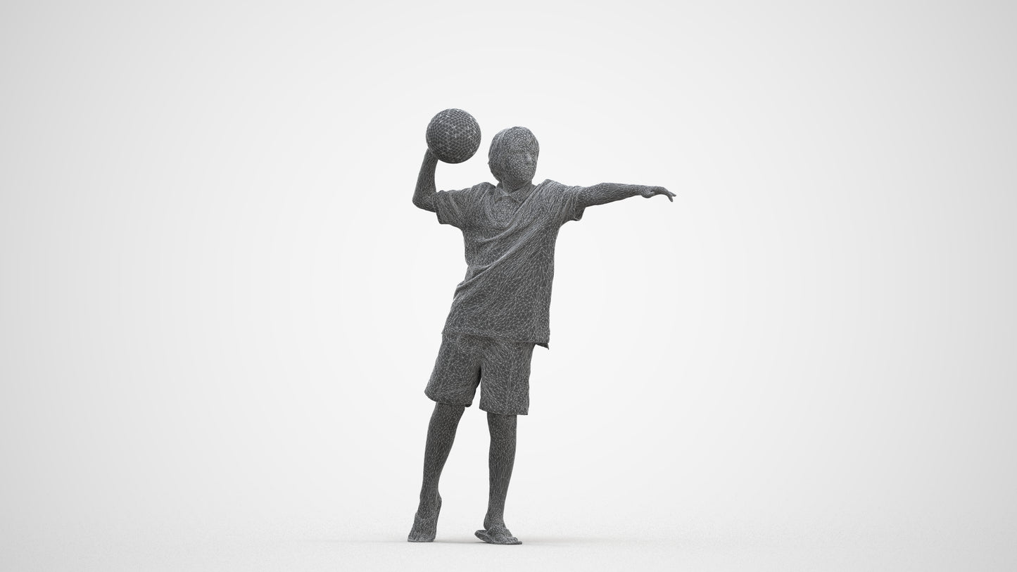 3D people model boy sport kids, scanned human for 3ds Max rendering, three-quarter front view render