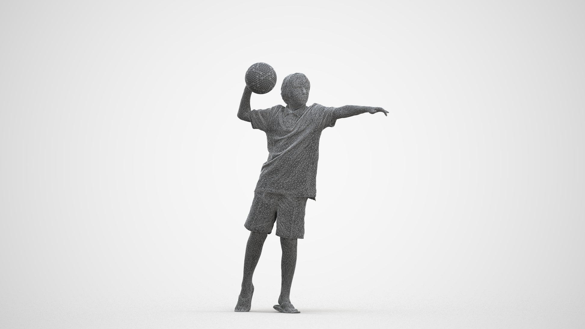 3D people model boy sport kids, scanned human for 3ds Max rendering, three-quarter front view render